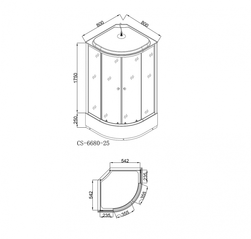 Душевая кабина LORANTO CS-6680-25 F 80х80х215 матовое стекло 4мм, поддон 25 см
