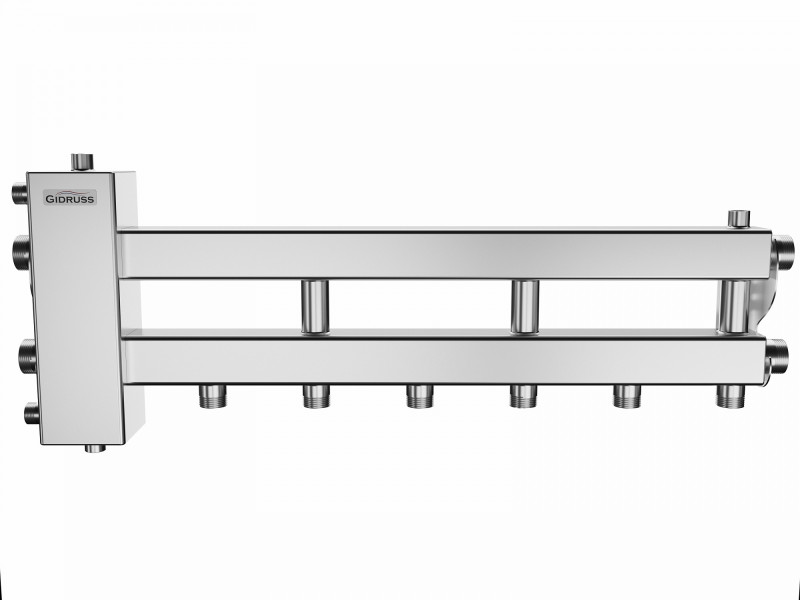 Балансировочный коллектор BMSS-100-4D, до 100 кВт,подкл. котла G 1 1/4, 3 контура G 1", боковой кон
