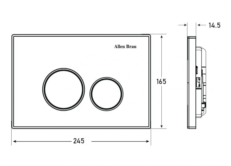 Кнопка смыва пневмо, 9.20001.GR PRIORITY abs графит /хром (333391)