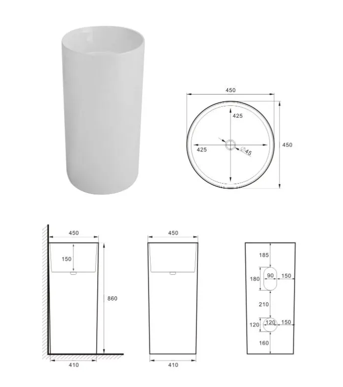 Раковина напольная SantiLine SL-4014 45 белая глянцевая