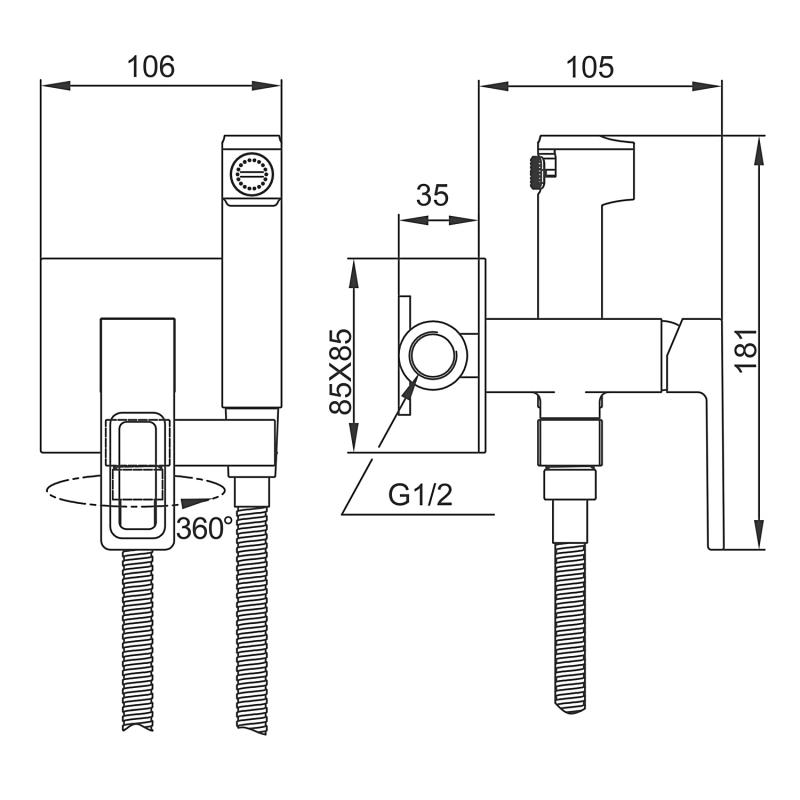 Смеситель с гигиеническим душем Gappo G17-3 G7217-13