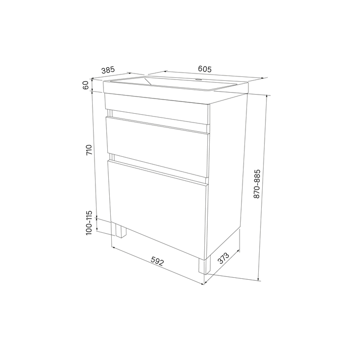 Тумба с умывальником напольная с ящиками, белая, 60 см, Zodiac, IDDIS, ZOD6CBFi95K подходит ум. 3506