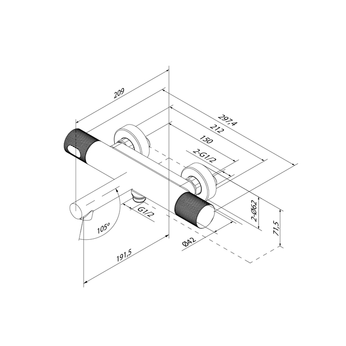 Смеситель для ванны с термостатом без аксессуаров, матовое золото, Duna, IDDIS, DUNMG02i74WA