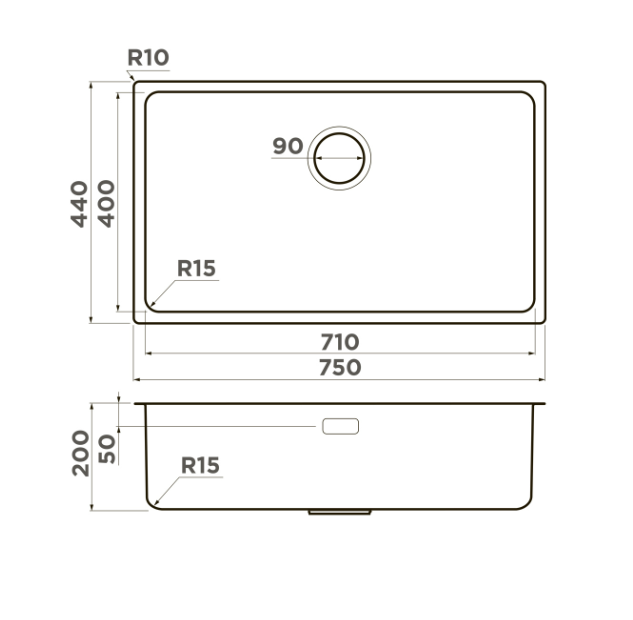 Мойка кухонная OMOIKIRI Tadzava 75-U/I-IN ULTRA 15 нерж.сталь/нержавеющая сталь 4997119