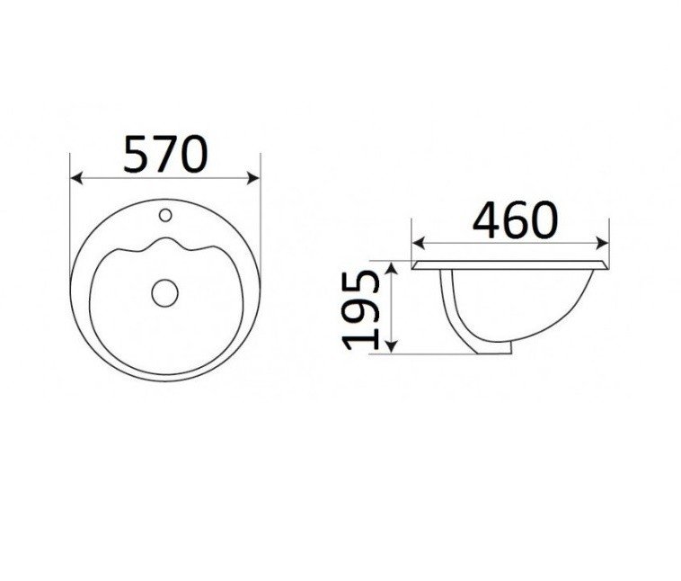 Раковина встраиваемая сверху 57*46 см (белый) CeramaLux N 316