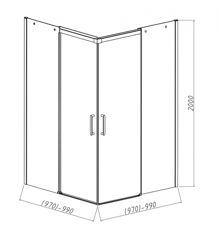 Душевой уголок Dice 1000х1000, VSS-4D100CL хром, стекло прозрачное, Vincea (333234)
