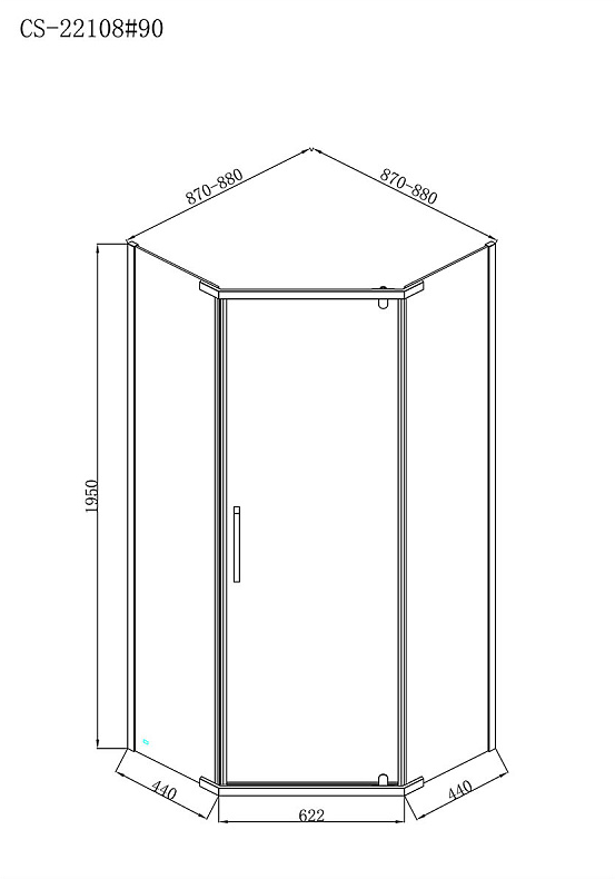 Душевое ограждение Loranto NEO 90x90x195 прозр зак стекло 8 мм, Easy clean, проф серебро, без поддон