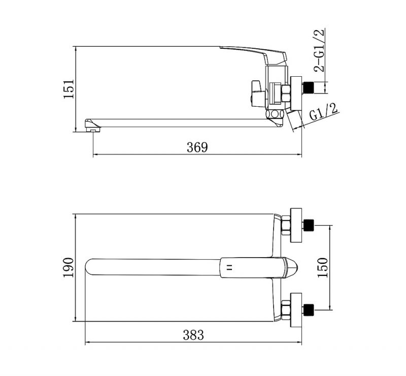 Смеситель для ванны с ручным душем, длинный излив, сатин Conda AZ-K1711BN