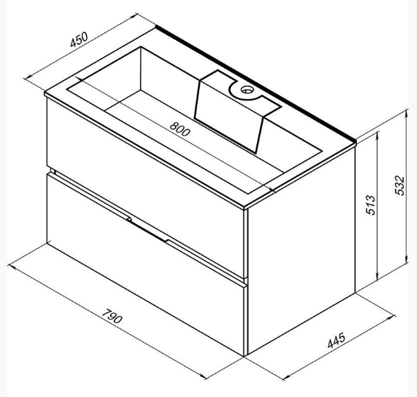 Тумба под раковину AQUANET Алвита 80 подвесная