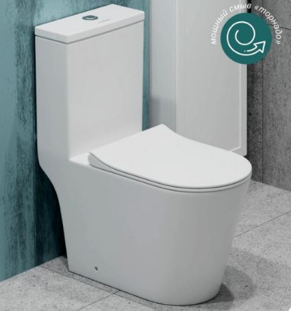 Унитаз-моноблок T1084 без/об круговой смыв, сиденье тонкое ДП EvaGold