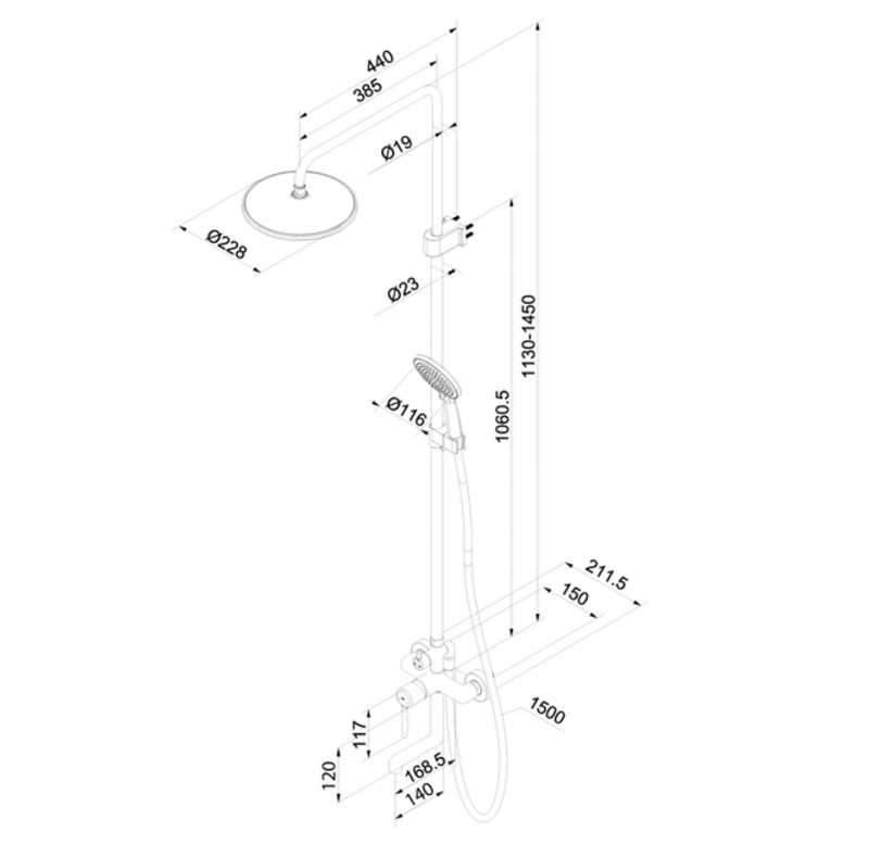 Душевая система с тропическим душем и изливом, золотой матовый, Aiger, IDDIS, AIGMG3Fi06