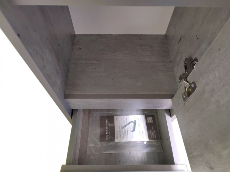 Пенал Монако подвесная 36см 1 ящ. PLUS Бетон/Белый Лакобель