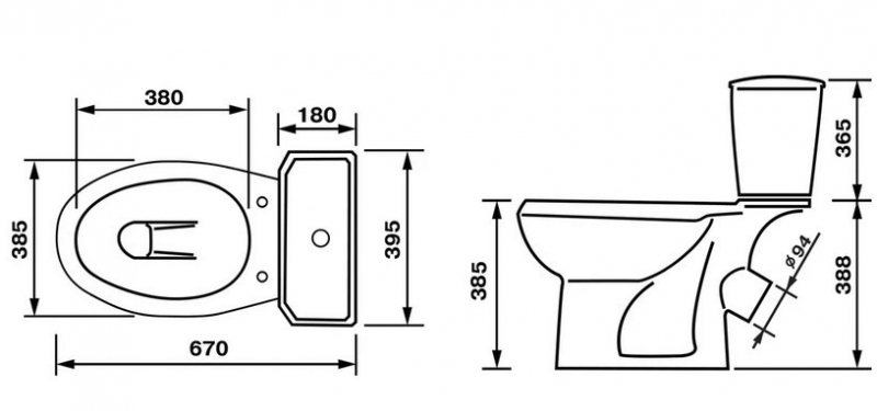 Унитаз - компакт Элисса черный У Стандарт, сиденье полипропилен
