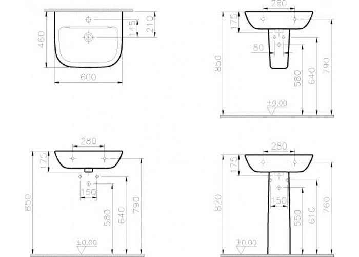 Раковина S20, 60cm, цвет белый 5503B003-0001