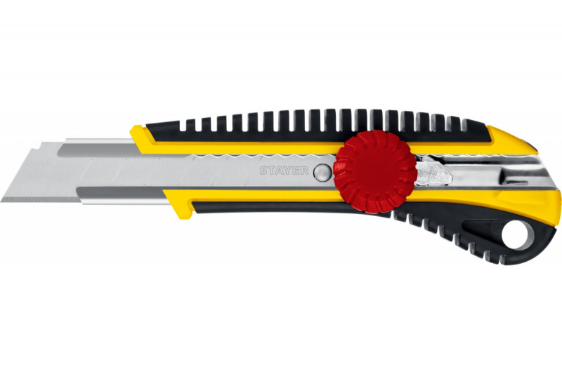 Нож с винтовым фиксатором KS-18, сегмент. лезвия 18 мм, STAYER