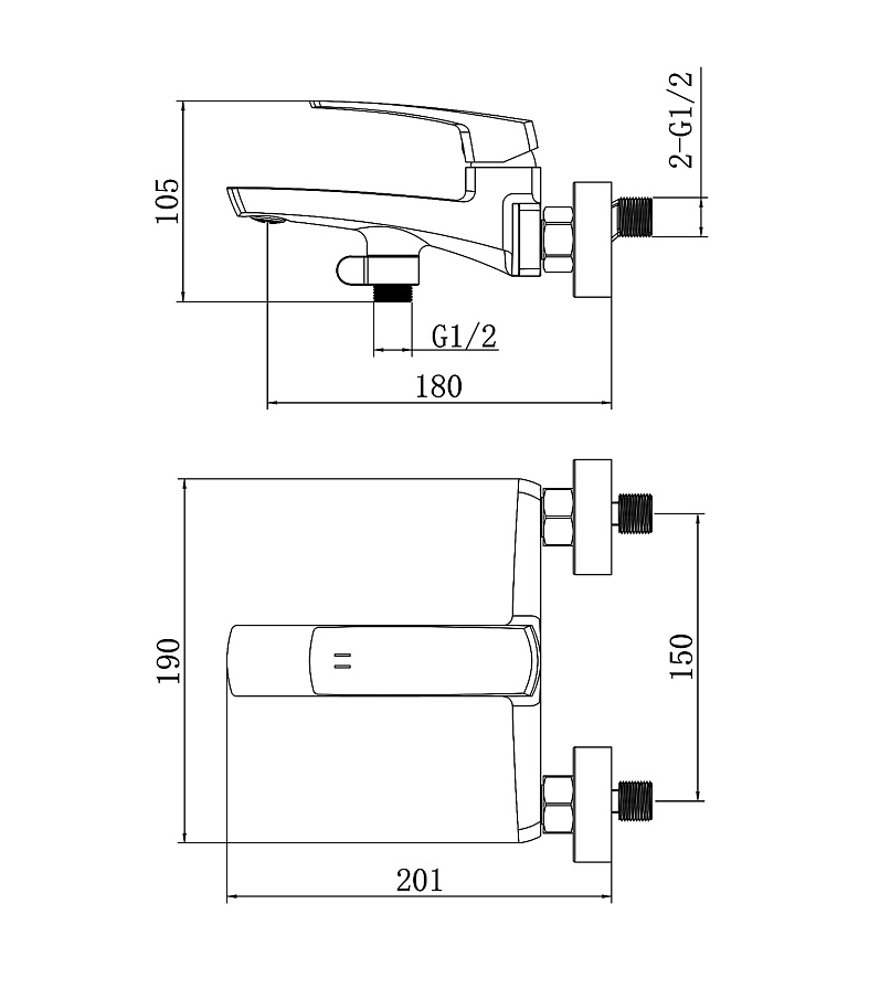 Смеситель для ванны с длинным изливом INESSA LORANTO LR90287000