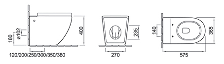 Унитаз приставной импульсный CeruttiSPA Barbaria Pulse 7264 безободковый