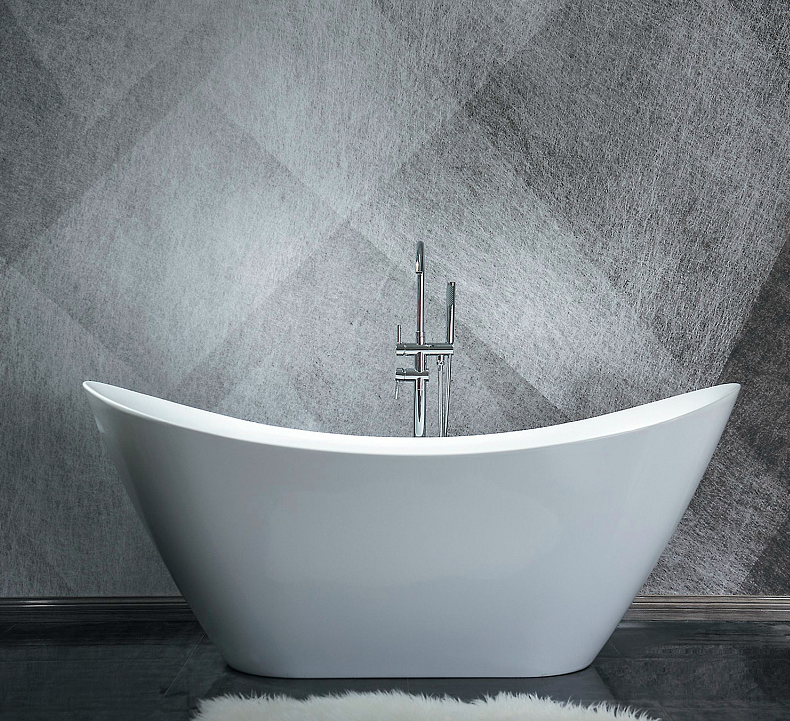 Акриловая ванна 1700*750*720мм MELADO белая, свободностоящая + сифон и метал ножками