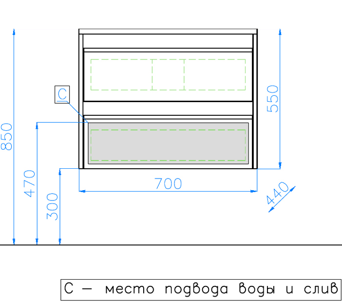 Тумба 70 Монако подвесная Слим (Марко) (2 ящ.) PLUS Бел/Бел Лакобель