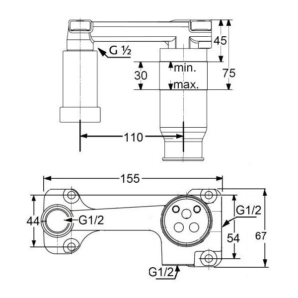 Смеситель KLUDI BOZZ SET 38245N076S для раковины настенный встраиваемый со скрытой частью в комплект