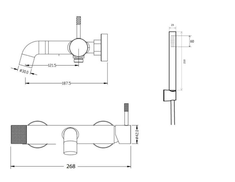 Смеситель для ванны с душем Boheme Uno 463-MG matt gold