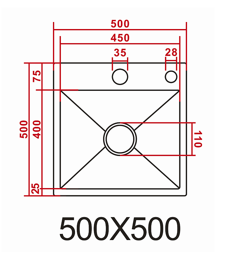 Мойка кухонная AZARIO NICOLE (500*500*220) нержавеющая сталь серебро (сифон, диспенсер,коландер)