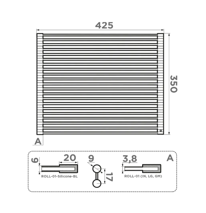 Ролл-мат для мойки св.золото/черн. силикон ROLL-01-LG 4997001 OMOIKIRI