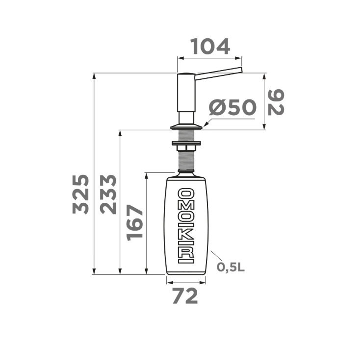 Дозатор для моющего средства OM-02-PVD-LG латунь/светлое золото 4995005 OMOIKIRI