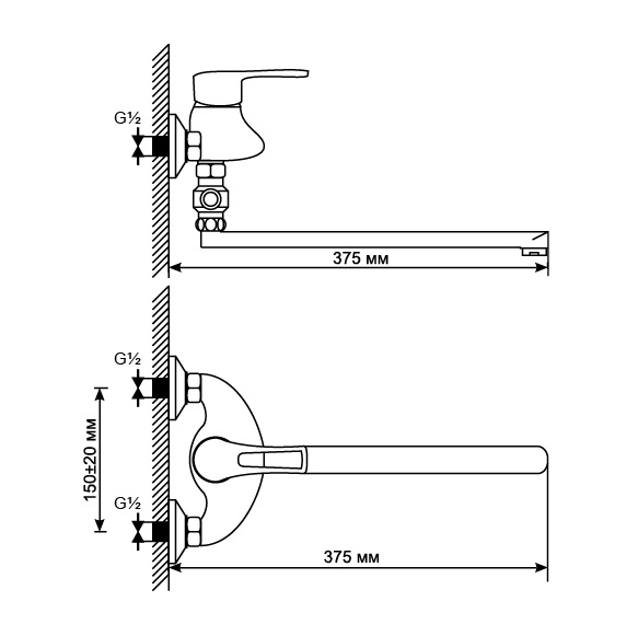 Смеситель для ванны и раковины 40k MIXLINE ML06-02