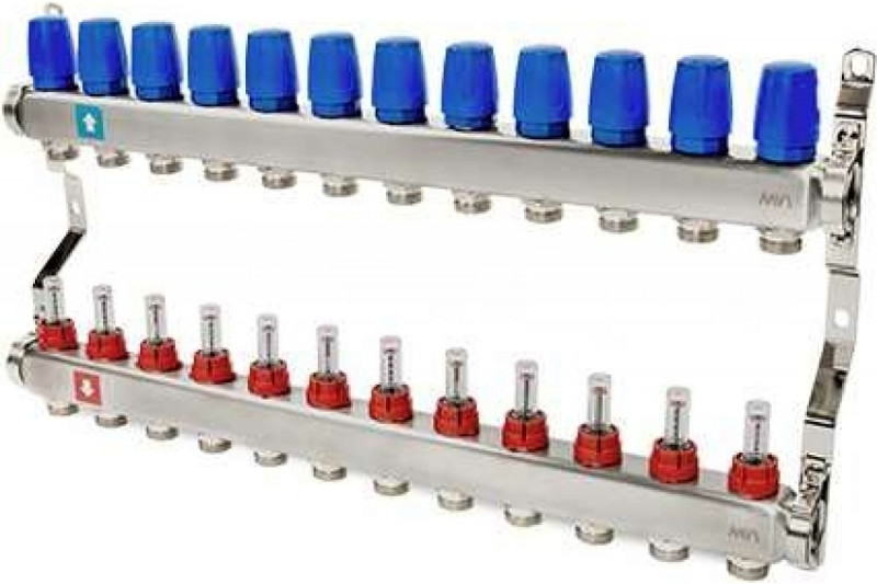 Коллектор MVI из нержавеющей стали в сборе с расходомерами 12 вых. (1/3)