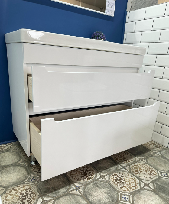 Тумба для умывальника напольная СОЛО 100 2 ящика (под умыв. Alias)