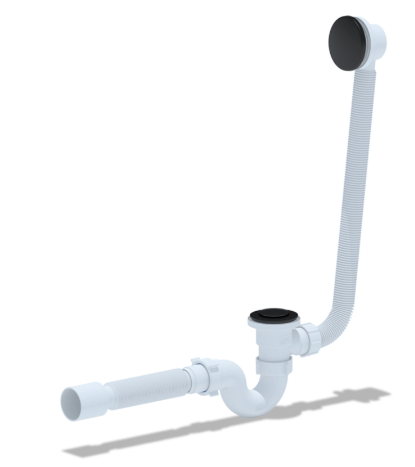 Сифон для ванны 1 1/2*40 с вып Click-Clack EC155BL с гофрой 40*50 ЧЕРНЫЙ