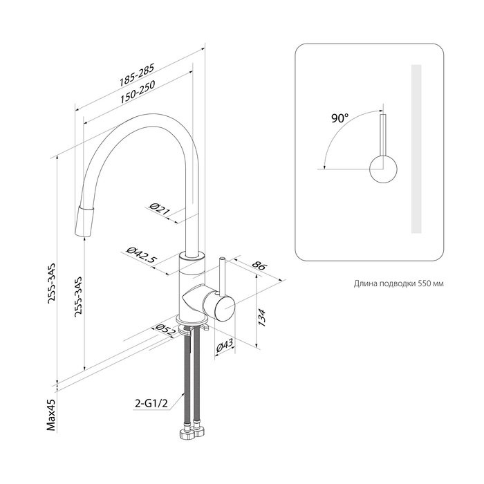 Смеситель для кухни, Kitchen 360, сатин, IDDIS, K36BNJ0i05