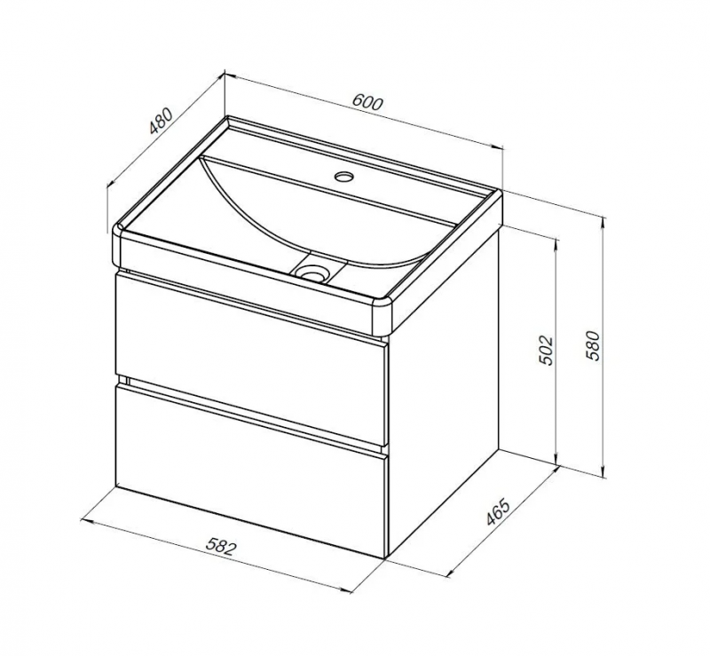 Тумба Вега 60 2 ящ. цв.бежевый