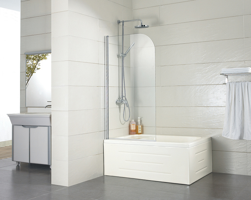 Шторка душевая, стекло прозр, 6 мм. Easy Clean проф ХРОМ,MERRIT AZ-NF6211 800*1400 мм