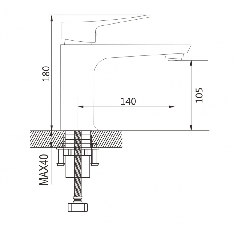 Cмеситель для раковины, золотой сатин S4401G SHEVANIK