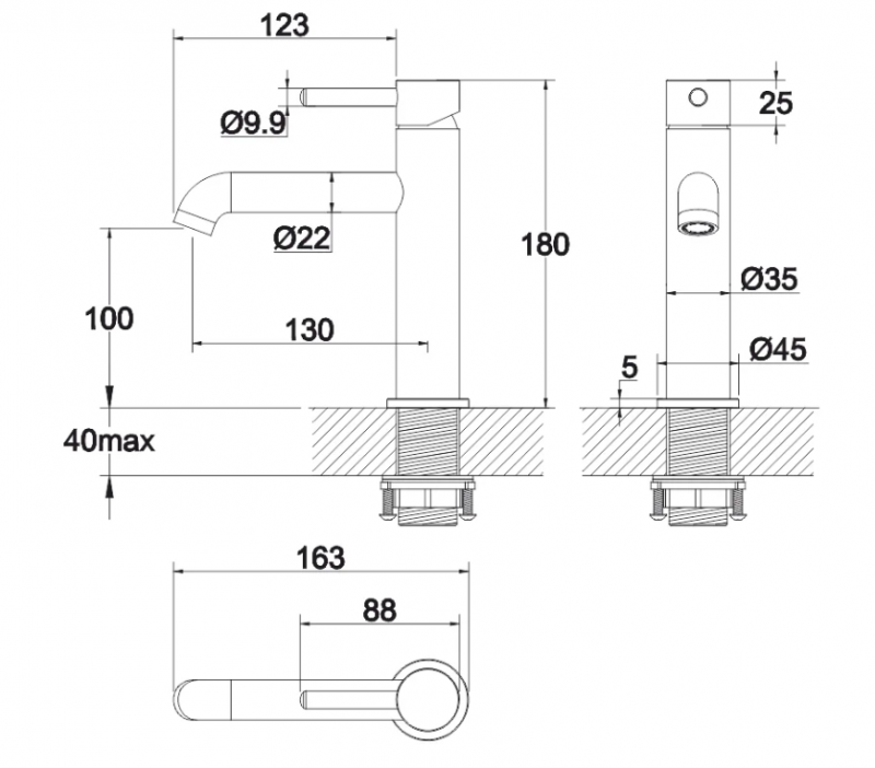 Смеситель для умывальника WHITECROSS Y Y1211BL (черный мат)