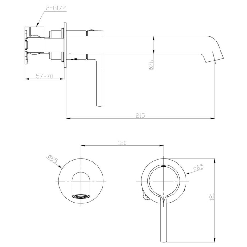 Смеситель для умывальника встраиваемый, сатин золотой R20.11.03