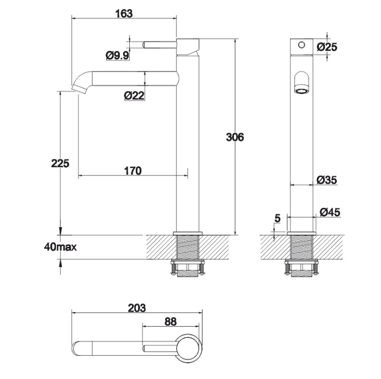 Смеситель для умывальника WHITECROSS Y Y1212GM (оружейная сталь)